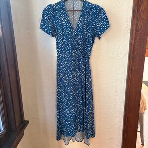 GAP Navy Floral Print high low hem Midi Dress